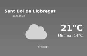 Previsió de l’AEMET a Sant Boi de Llobregat avui 29 de Octubre de 2026